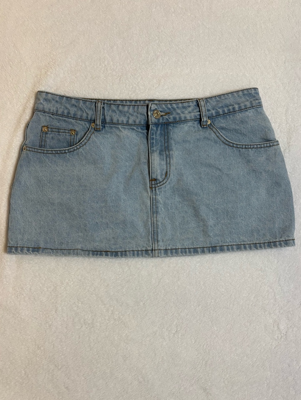Edikted Light Blue Denim Mini Skirt